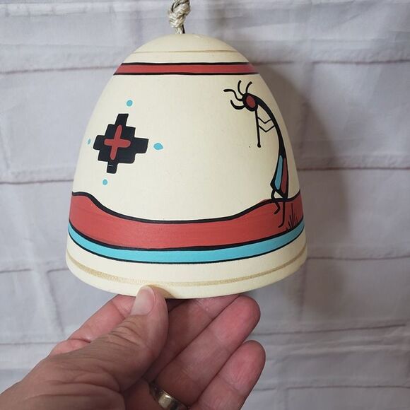 Hand Painted Kokopelli Hanging Pottery Wind Chimes Bell Grand Canyon Souvenir - Picture 2 of 8